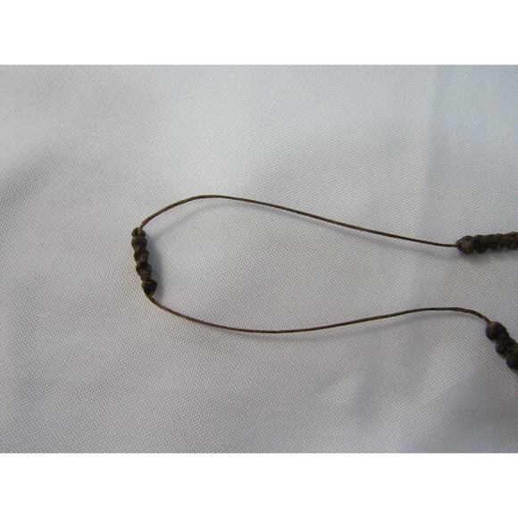 Brown Macrame Beaded Silver Tone Spacer Choker Necklace Aztec Boho Pendant - Picture 4 of 6